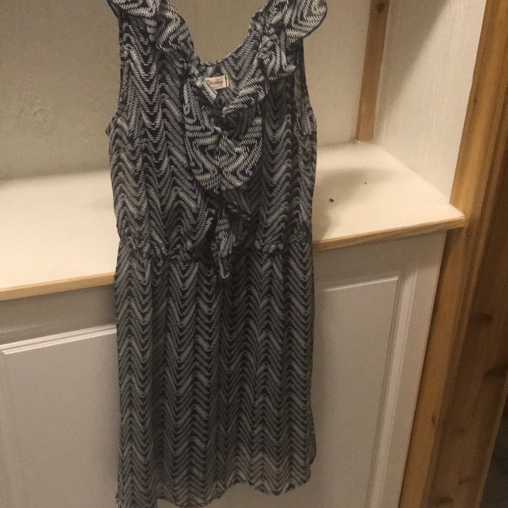Navy and white mid length dress